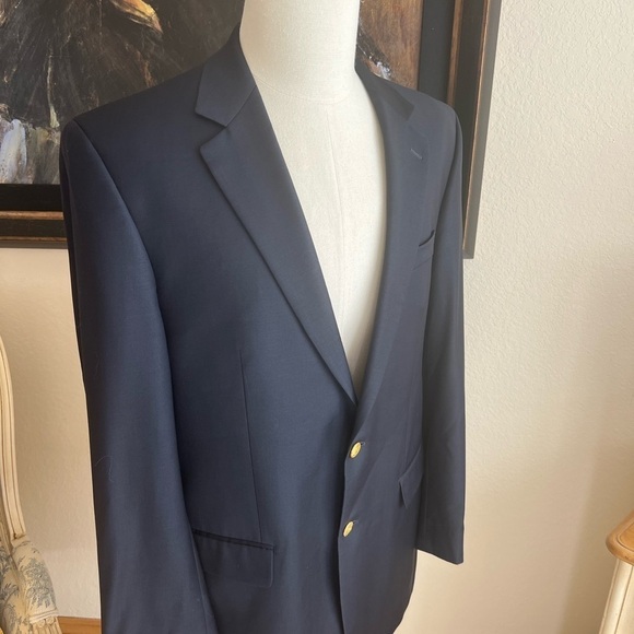 Ralph Lauren Navy Blazer Gold Buttons Size 42L - Picture 1 of 7